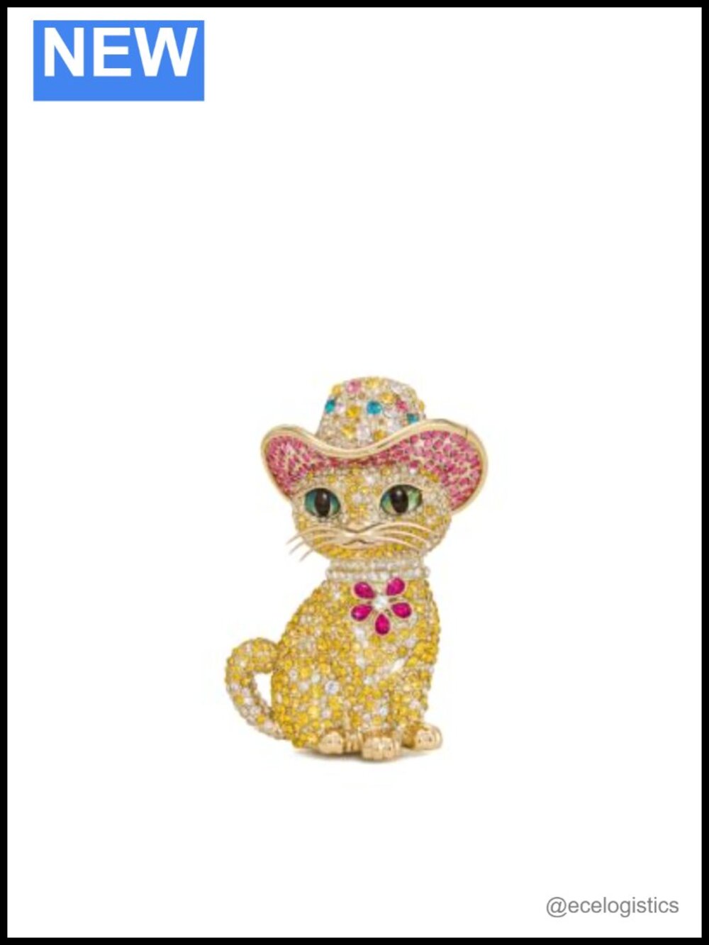 Rhinestone Cat Clutch Zinc Alloy Vegan Leather Handbag